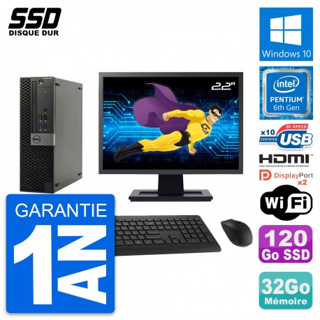 PC Dell 5040 SFF Ecran 22" Intel G4400 RAM 32Go SSD 120Go HDMI Windows 10 Wifi