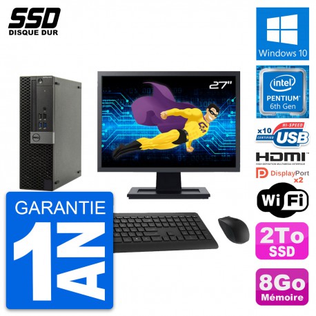 PC Dell OptiPlex 5040 SFF Ecran 27" G4400 RAM 8Go SSD 2To HDMI Windows 10 Wifi