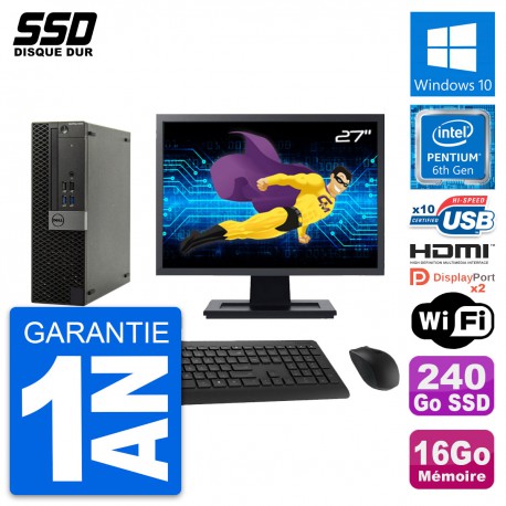 PC Dell 5040 SFF Ecran 27" Intel G4400 RAM 16Go SSD 240Go HDMI Windows 10 Wifi