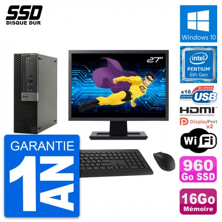 PC Dell 5040 SFF Ecran 27" Intel G4400 RAM 16Go SSD 960Go HDMI Windows 10 Wifi