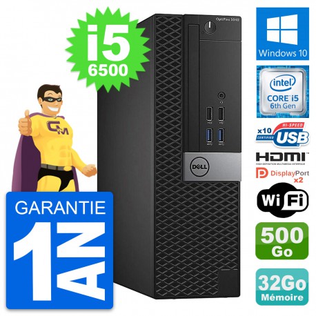 PC Dell 5040 SFF Intel Core i5-6500 RAM 32Go Disque 500Go HDMI Windows 10 Wifi