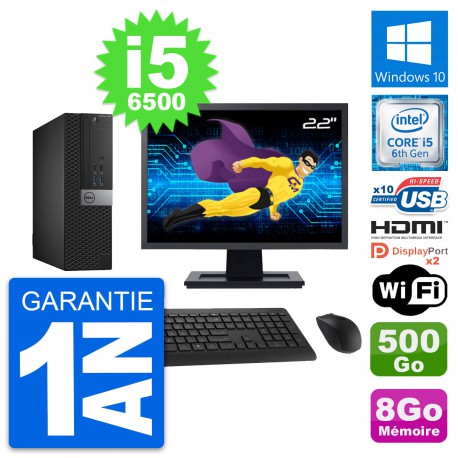 PC Dell 5040 SFF Ecran 22" i5-6500 RAM 8Go Disque Dur 500Go HDMI Windows 10 Wifi