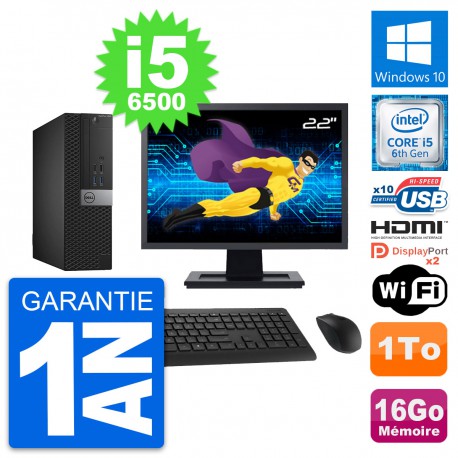 PC Dell 5040 SFF Ecran 22" Core i5-6500 RAM 16Go Disque 1To HDMI Windows 10 Wifi