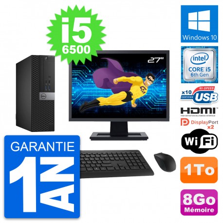 PC Dell 5040 SFF Ecran 27" Intel i5-6500 RAM 8Go Disque 1To HDMI Windows 10 Wifi