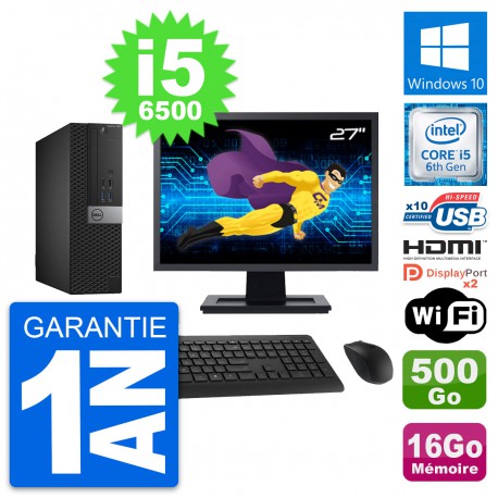 PC Dell 5040 SFF Ecran 27" i5-6500 RAM 16Go Disque 500Go HDMI Windows 10 Wifi