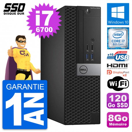 PC Dell OptiPlex 5040 SFF Intel i7-6700 RAM 8Go SSD 120Go HDMI Windows 10 Wifi