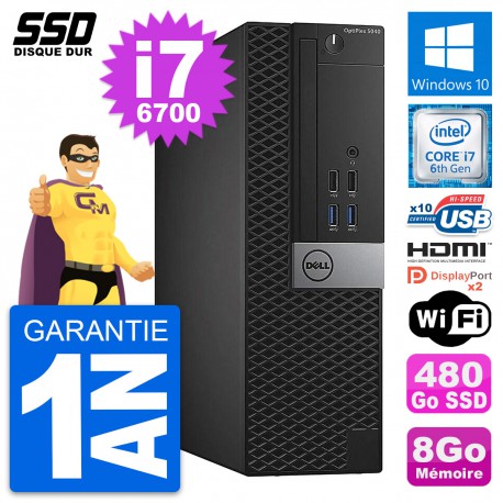 PC Dell OptiPlex 5040 SFF Intel i7-6700 RAM 8Go SSD 480Go HDMI Windows 10 Wifi