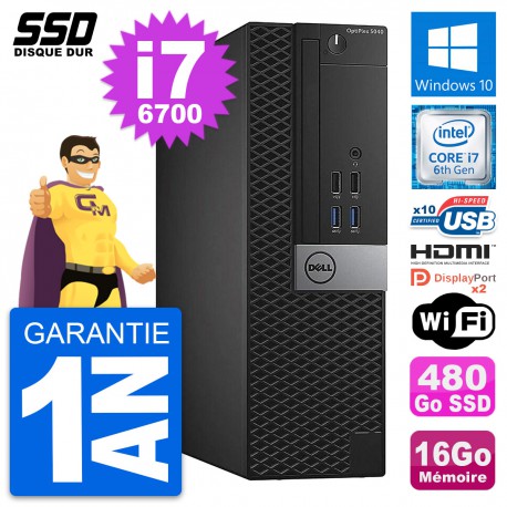 PC Dell OptiPlex 5040 SFF Intel i7-6700 RAM 16Go SSD 480Go HDMI Windows 10 Wifi