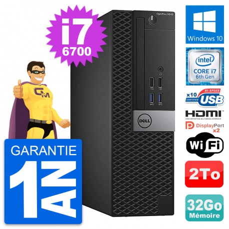 PC Dell OptiPlex 5040 SFF Intel i7-6700 RAM 32Go Disque 2To HDMI Windows 10 Wifi