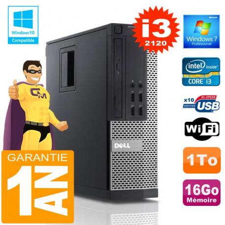 PC DELL 990 SFF Core I3-2120 Ram 16Go Disque 1 To Wifi W7