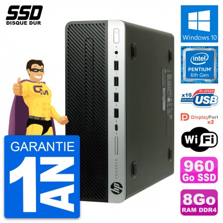 PC HP ProDesk 600 G3 SFF Intel Pentium G4400 RAM 8Go SSD 960Go Windows 10 Wifi