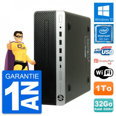 PC HP ProDesk 600 G3 SFF Intel Pentium G4400 RAM 32Go Disque 1To Windows 10 Wifi