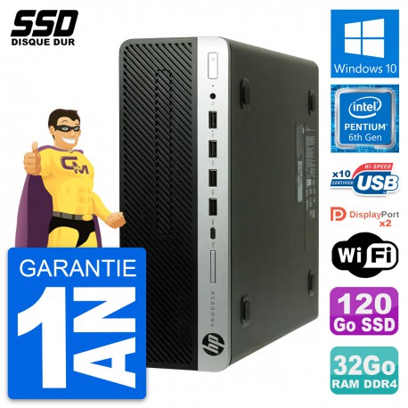 PC HP ProDesk 600 G3 SFF Intel Pentium G4400 RAM 32Go SSD 120Go Windows 10 Wifi
