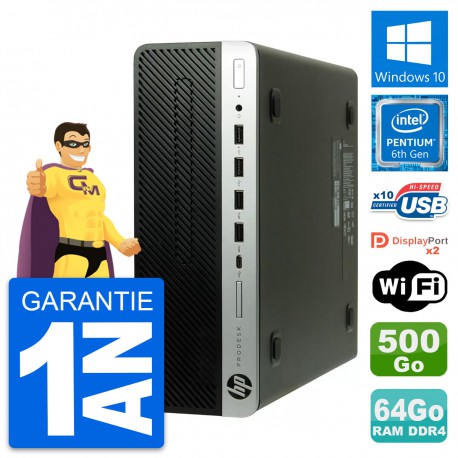 PC HP ProDesk 600 G3 SFF Intel G4400 RAM 64Go Disque Dur 500Go Windows 10 Wifi
