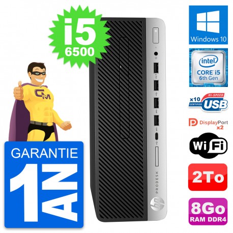 PC HP ProDesk 600 G3 SFF Intel i5-6500 RAM 8Go Disque Dur 2To Windows 10 Wifi