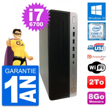 PC HP ProDesk 600 G3 SFF Intel i7-6700 RAM 8Go Disque Dur 2To Windows 10 Wifi
