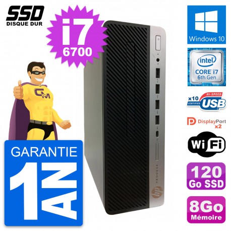 PC HP ProDesk 600 G3 SFF Intel Core i7-6700 RAM 8Go SSD 120Go Windows 10 Wifi