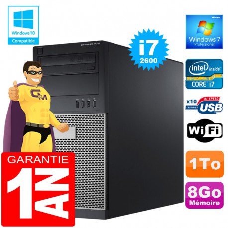 PC Tour DELL 7010 Core I7-2600 Ram 8Go Disque 1 To Graveur DVD Wifi W7
