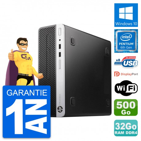 PC HP ProDesk 400 G4 SFF Intel G4400 RAM 32Go Disque Dur 500Go Windows 10 Wifi