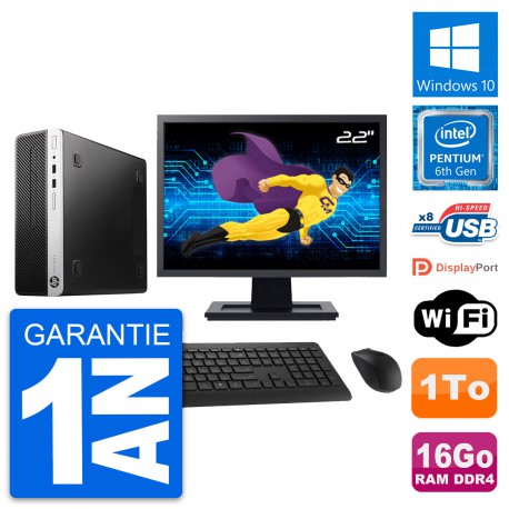 PC HP 400 G4 SFF Ecran 22" Intel G4400 RAM 16Go Disque Dur 1To Windows 10 Wifi