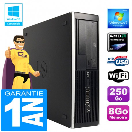 PC HP Compaq 6005 Pro SFF AMD Phenom II Ram 8Go Disque 250Go Graveur DVD Wifi W7