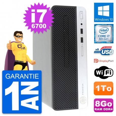 PC HP ProDesk 400 G4 SFF Intel i7-6700 RAM 8Go Disque Dur 1To Windows 10 Wifi