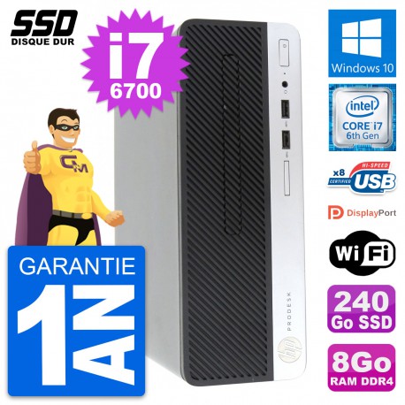 PC HP ProDesk 400 G4 SFF Intel Core i7-6700 RAM 8Go SSD 240Go Windows 10 Wifi