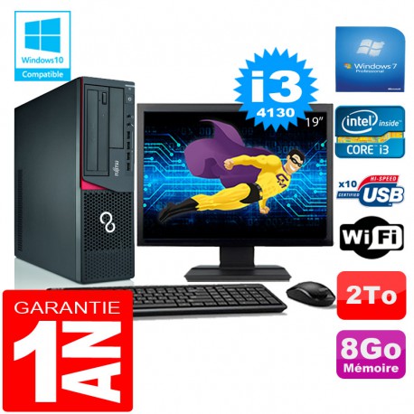 PC Fujitsu Esprimo E720 E85+ SFF I3-4130 RAM 8Go Disque 2 To Wifi W7 Ecran 19"