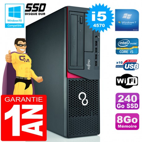 PC Fujitsu Esprimo E720 E85+ SFF Core I5-4570 8Go Disque 240Go SSD Wifi W7