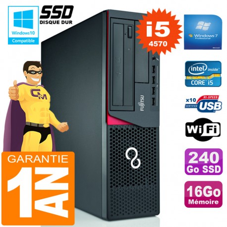 PC Fujitsu Esprimo E720 E85+ SFF Core I5-4570 16 Go Disque 240 Go SSD Wifi W7