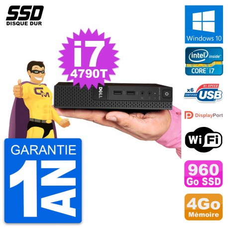 Ultra Mini PC Dell 3020 Micro USFF i7-4790T RAM 4Go SSD 960Go Windows 10 Wifi