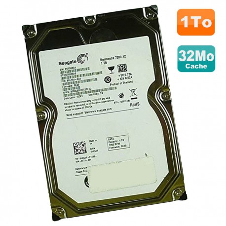 Disque Dur 1To SATA 3.5" Seagate Barracuda ST31000528AS Dell 0H652R 9SL154-516