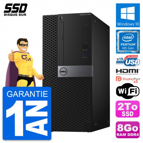PC Tour Dell OptiPlex 7040 Pentium G4400 RAM 8Go SSD 2To HDMI Windows 10 Wifi