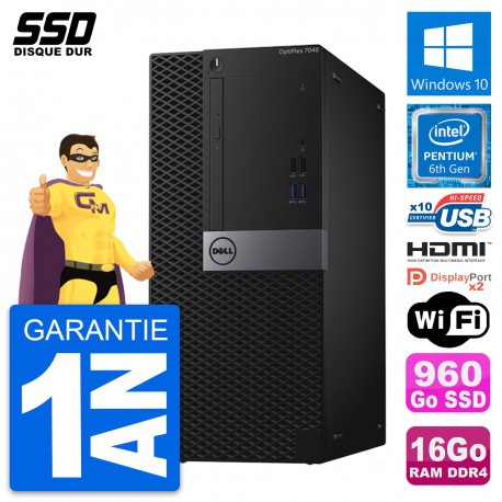 PC Tour Dell OptiPlex 7040 Pentium G4400 RAM 16Go SSD 960Go HDMI Windows 10 Wifi