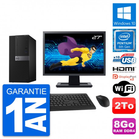 PC Tour Dell 7040 Ecran 27" Intel G4400 RAM 8Go Disque 2To HDMI Windows 10 Wifi