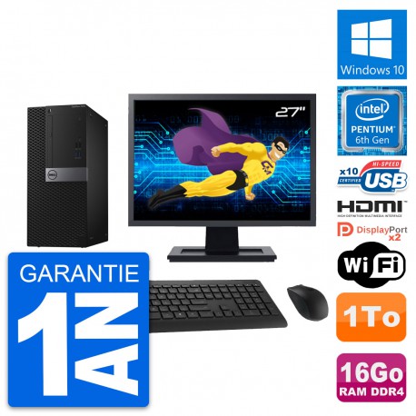 PC Tour Dell 7040 Ecran 27" Intel G4400 RAM 16Go Disque 1To HDMI Windows 10 Wifi