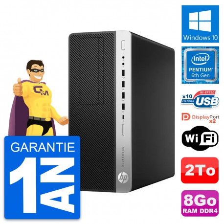 PC Tour HP EliteDesk 800 G3 Intel G4400 RAM 8Go Disque Dur 2To Windows 10 Wifi