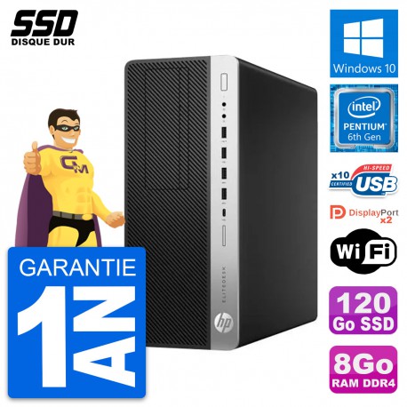 PC Tour HP EliteDesk 800 G3 Pentium G4400 RAM 8Go SSD 120Go Windows 10 Wifi