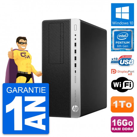 PC Tour HP EliteDesk 800 G3 Pentium G4400 RAM 16Go Disque 1To Windows 10 Wifi