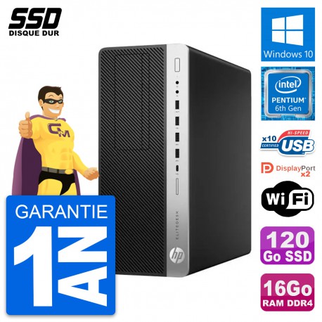 PC Tour HP EliteDesk 800 G3 Pentium G4400 RAM 16Go SSD 120Go Windows 10 Wifi