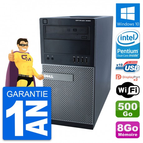 PC Tour Dell 9020 Intel Pentium G3220 RAM 8Go Disque Dur 500Go Windows 10 Wifi