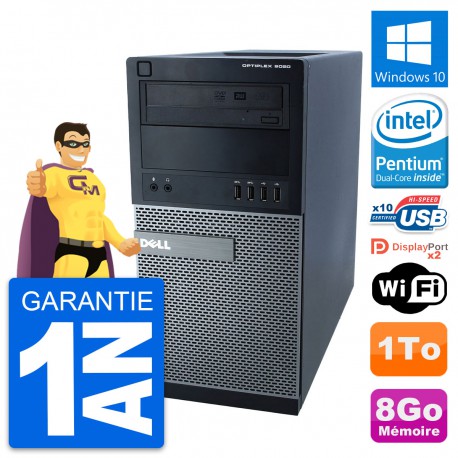 PC Tour Dell 9020 Intel Pentium G3220 RAM 8Go Disque Dur 1To Windows 10 Wifi