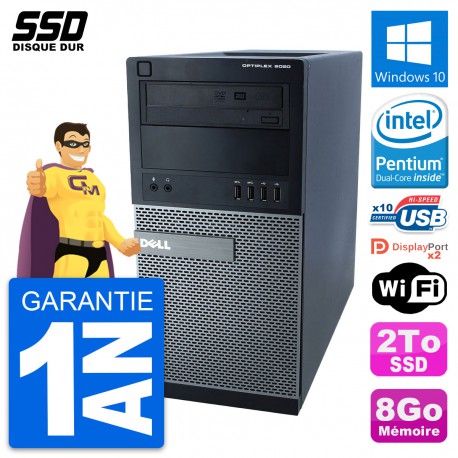 PC Tour Dell OptiPlex 9020 Intel Pentium G3220 RAM 8Go SSD 2To Windows 10 Wifi