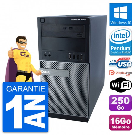 PC Tour Dell 9020 Intel Pentium G3220 RAM 16Go Disque Dur 250Go Windows 10 Wifi