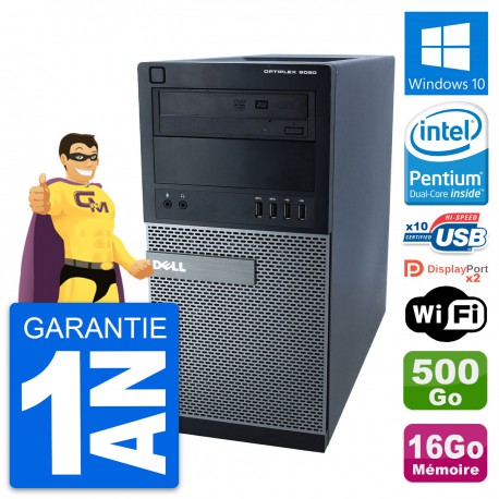 PC Tour Dell 9020 Intel Pentium G3220 RAM 16Go Disque Dur 500Go Windows 10 Wifi