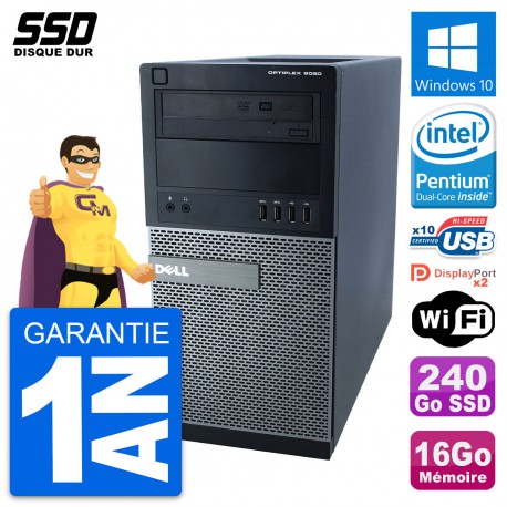 PC Tour Dell OptiPlex 9020 Pentium G3220 RAM 16Go SSD 240Go Windows 10 Wifi