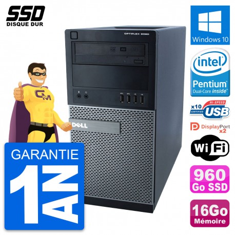 PC Tour Dell OptiPlex 9020 Pentium G3220 RAM 16Go SSD 960Go Windows 10 Wifi
