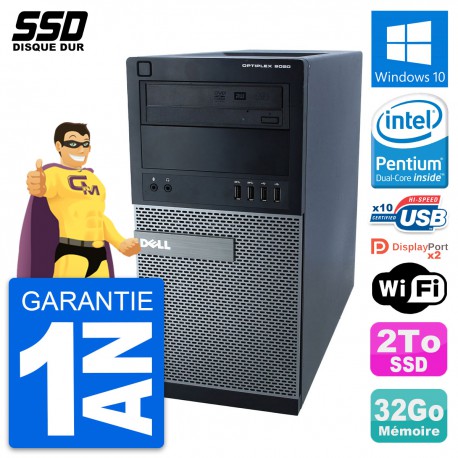 PC Tour Dell OptiPlex 9020 Intel Pentium G3220 RAM 32Go SSD 2To Windows 10 Wifi