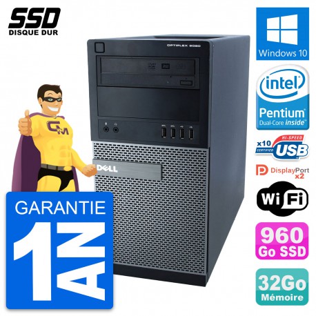PC Tour Dell OptiPlex 9020 Intel Pentium G3220 RAM 32Go SSD 960Go Windows 10 Wifi