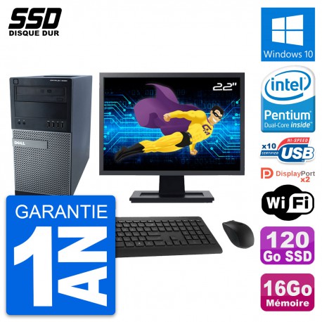 PC Tour Dell 9020 Ecran 22" Intel G3220 RAM 16Go SSD 120Go Windows 10 Wifi